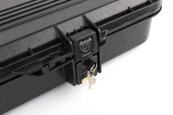 Plano All Weather 42in hard bodied rifle case with pluck and pull foam includes locking latches with keys for secure storage.